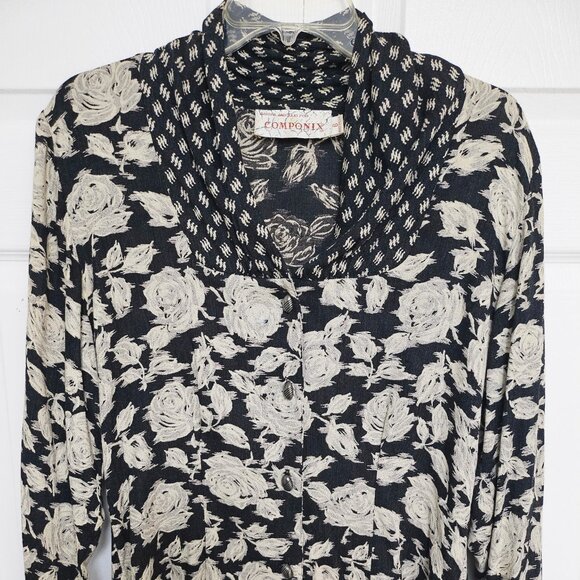 COMPONIX. Floral Print. Button Down. Collared. Geometric Print. Size: 6 - Picture 1 of 4